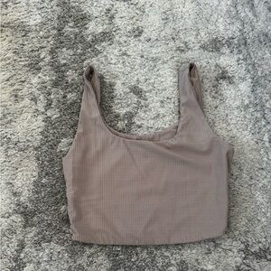 Kookai Taupe Ribbed Crop Top